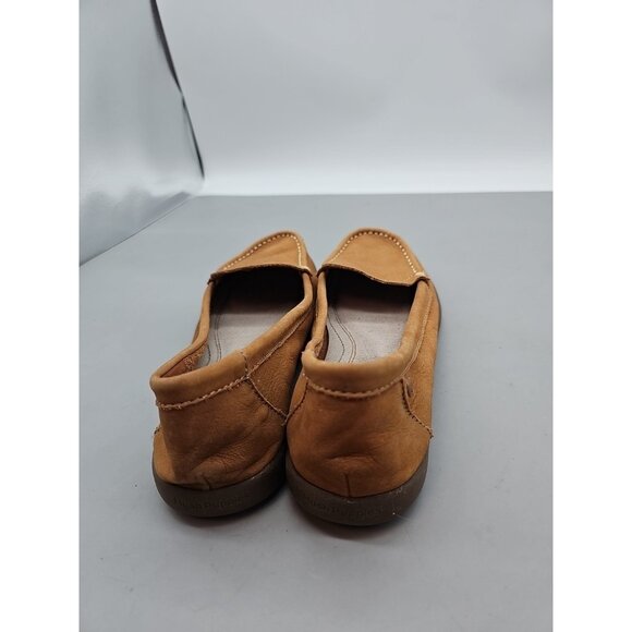 Hush Puppies Womens 10 Narrow Tan Suede Leather Slip On Mocassin Flats Casual - Picture 3 of 5